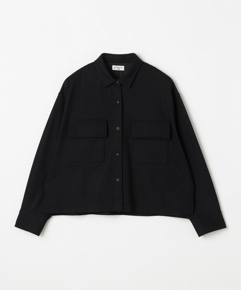 L'EQUIPE GREEN ミルドウールクロップドシャツ ブラック