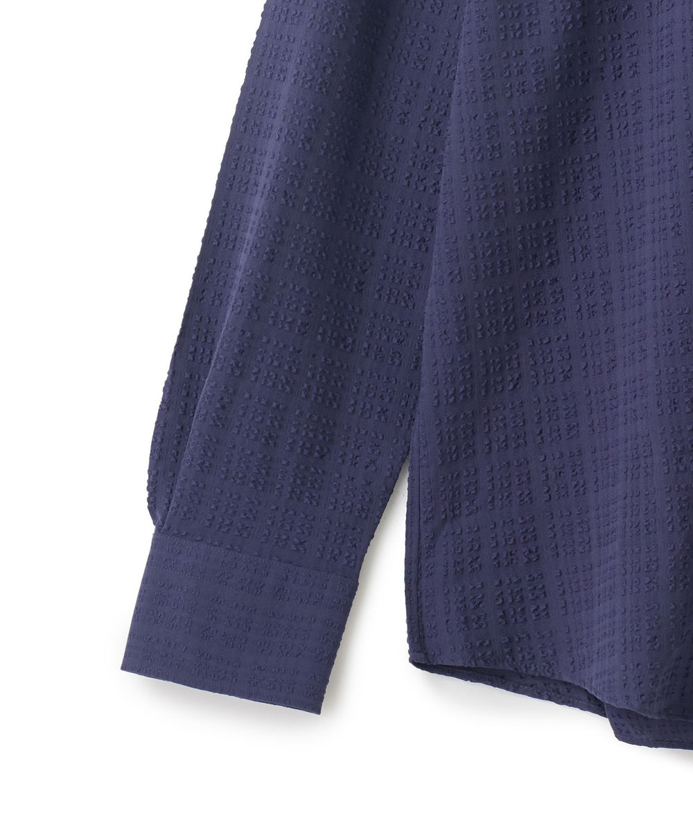 MEN'S BIGI ブロックサッカー カジュアルシャツ＜ストレッチ＞ ネイビー