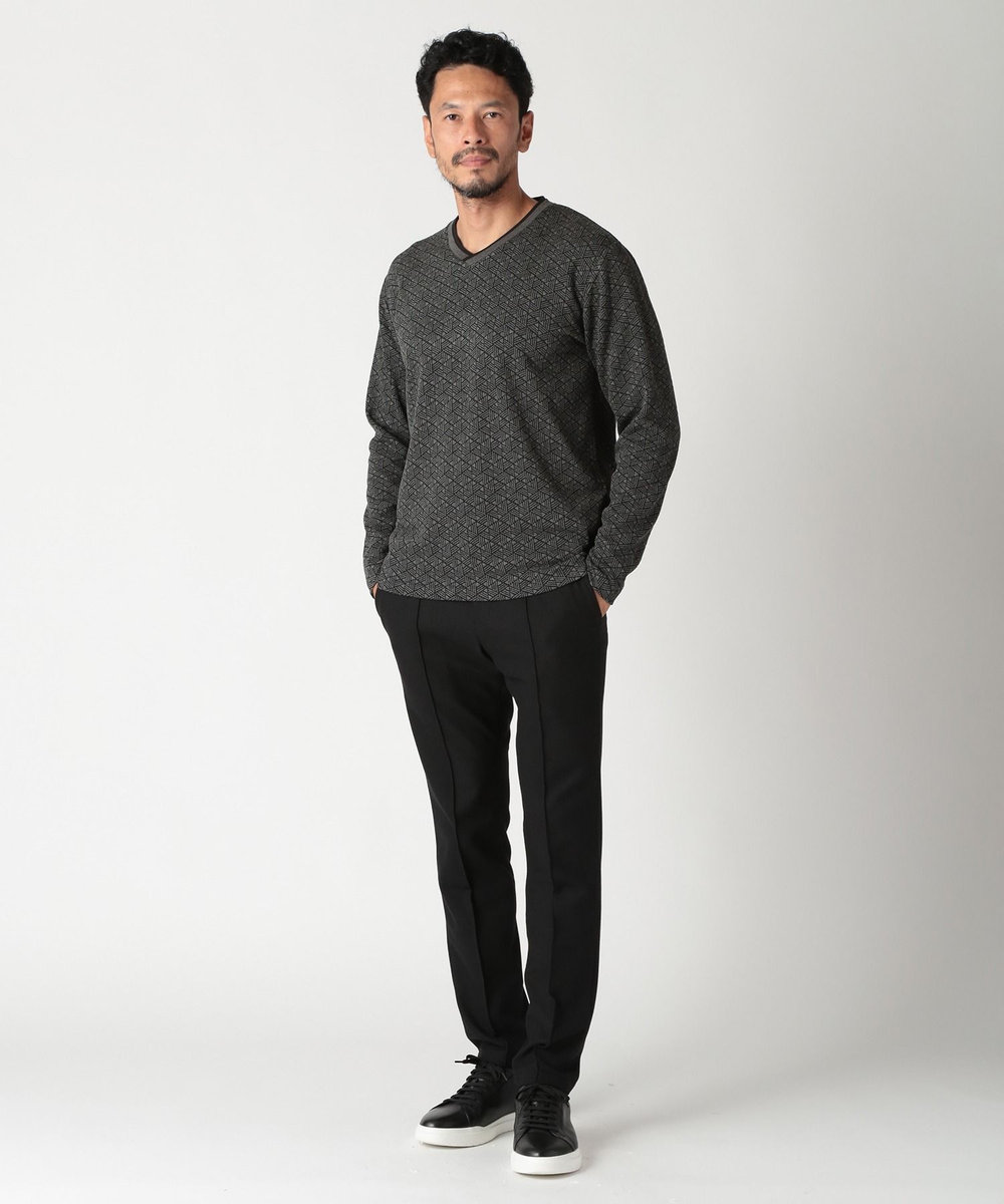 MEN'S BIGI フクレジャカードロングＴシャツ チャコールグレー