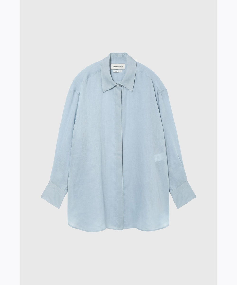 DÉPAREILLÉ RAMIE TWILL REGULAR COLLAR SHIRT / ラミーツイルレギュラーカラーシャツ サックスブルー
