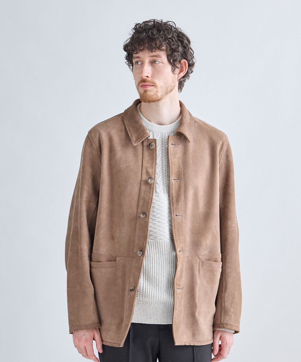 MEN'S BIGI ゴートスエード リバーシブル カバーオールブルゾン ベージュ