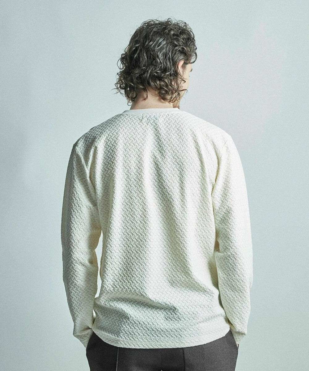 MEN'S BIGI シャーリングジャカードロングスリーブTシャツ ホワイト