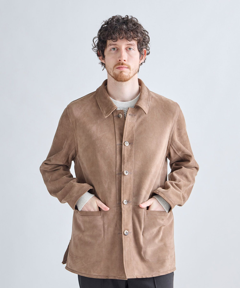 MEN'S BIGI ゴートスエード リバーシブル カバーオールブルゾン ベージュ