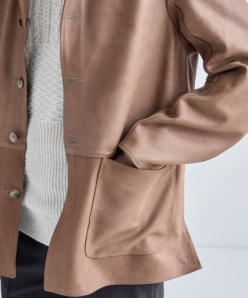 MEN'S BIGI ゴートスエード リバーシブル カバーオールブルゾン ベージュ