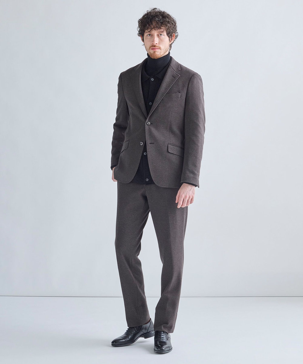 MEN'S BIGI ウール混ツイルジャージジャケット ブラウン