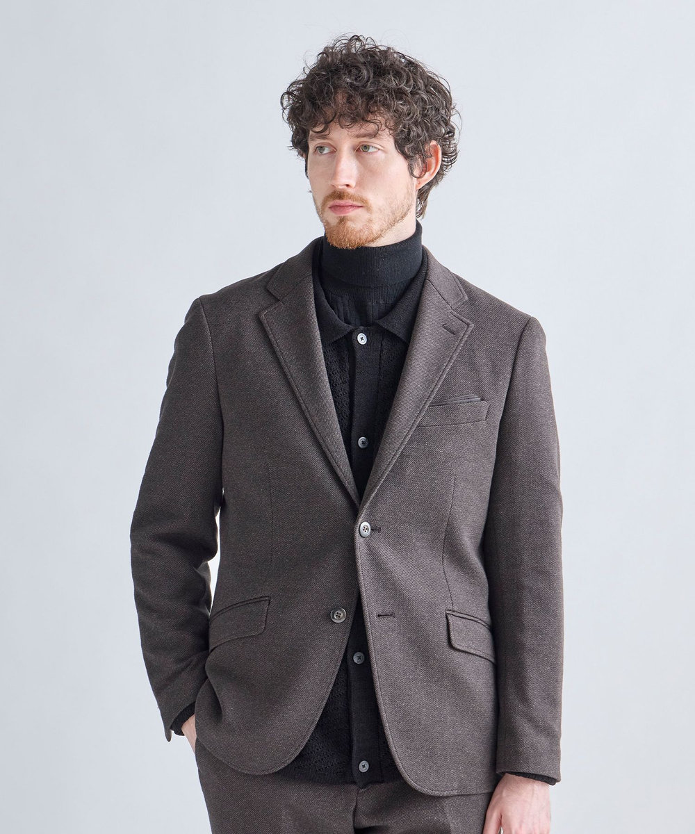 MEN'S BIGI ウール混ツイルジャージジャケット ブラウン