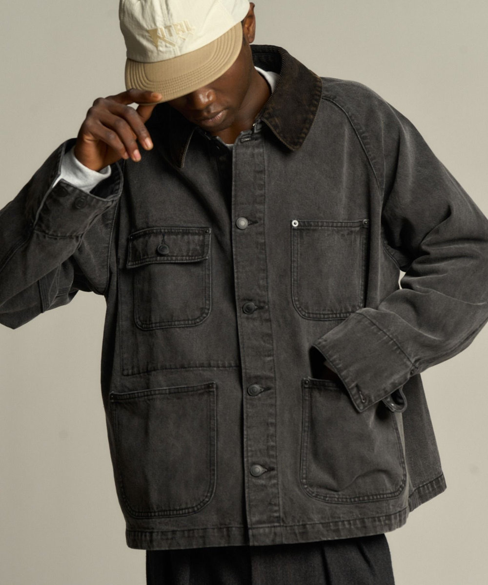 MEN'S BIGI デニムカバーオールジャケット ブラック