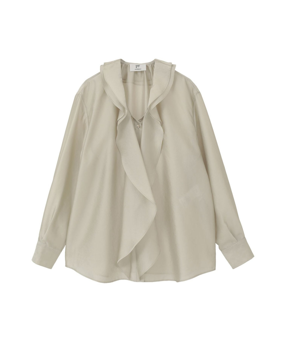 1er Arrondissement ラッフルＶネックブラウス ベージュ