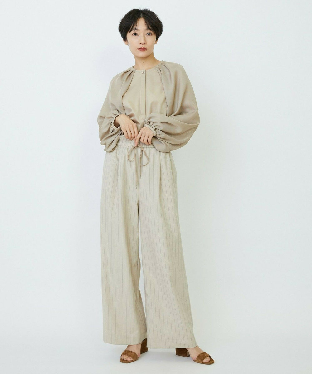 feerique feerique メッシュ×ジャージドッキングブラウス ベージュ
