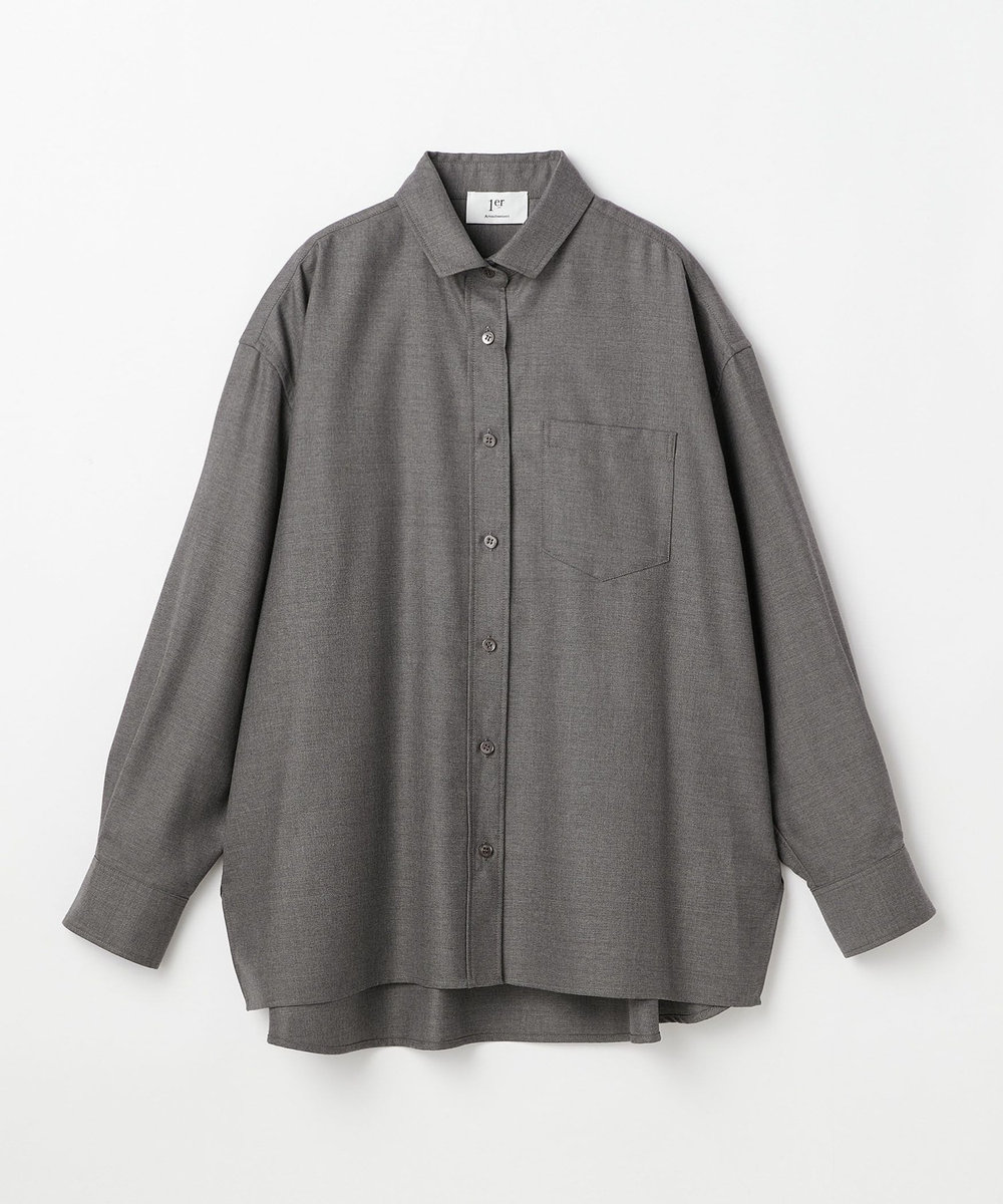 1er Arrondissement ミックスウールシャツ グレー