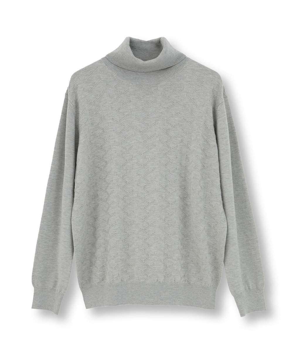 MEN'S BIGI 【ACTIVE TAILOR/アクティブテイラー】12Gジャカードタートルネックニット グレー