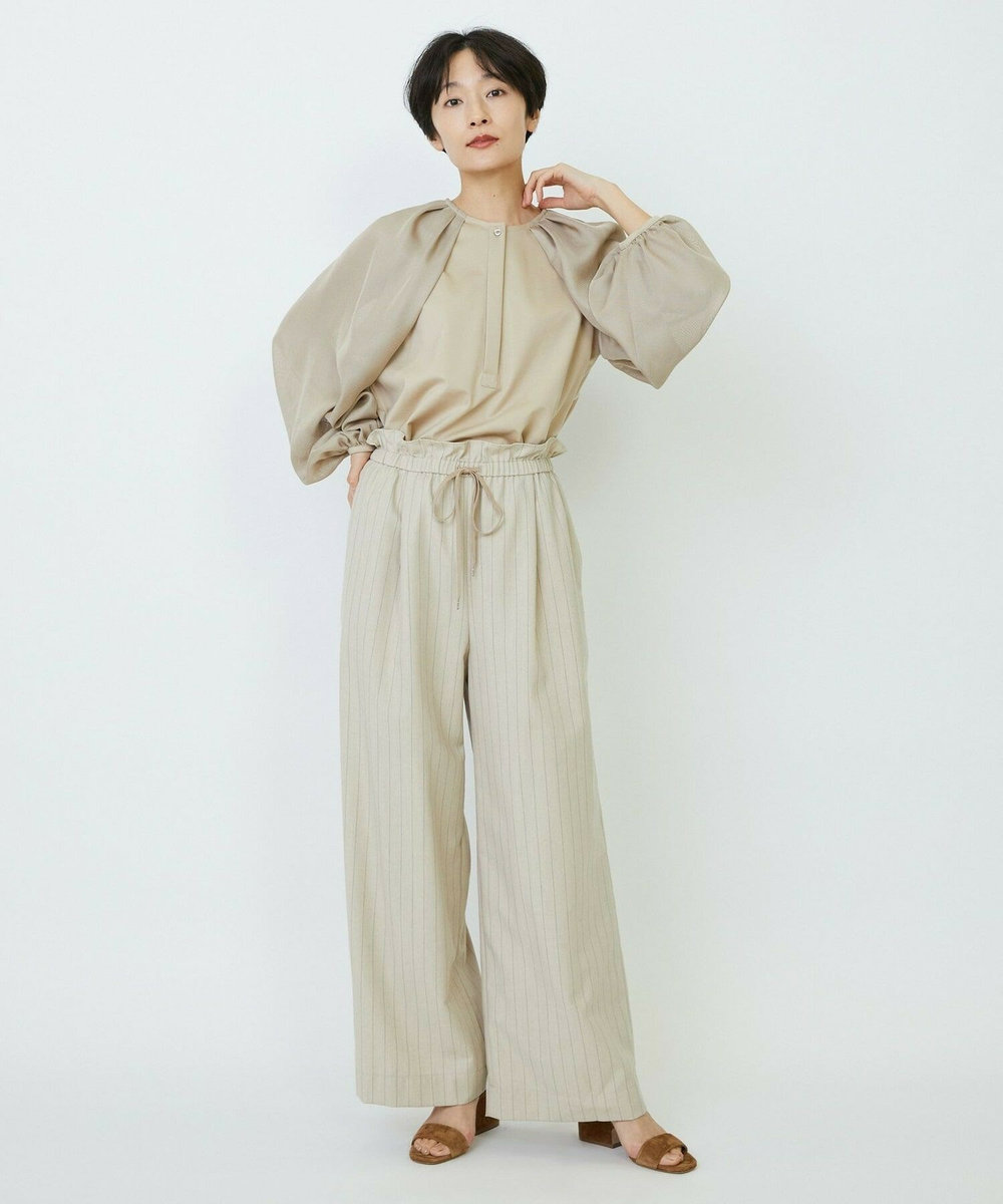 feerique feerique メッシュ×ジャージドッキングブラウス ベージュ