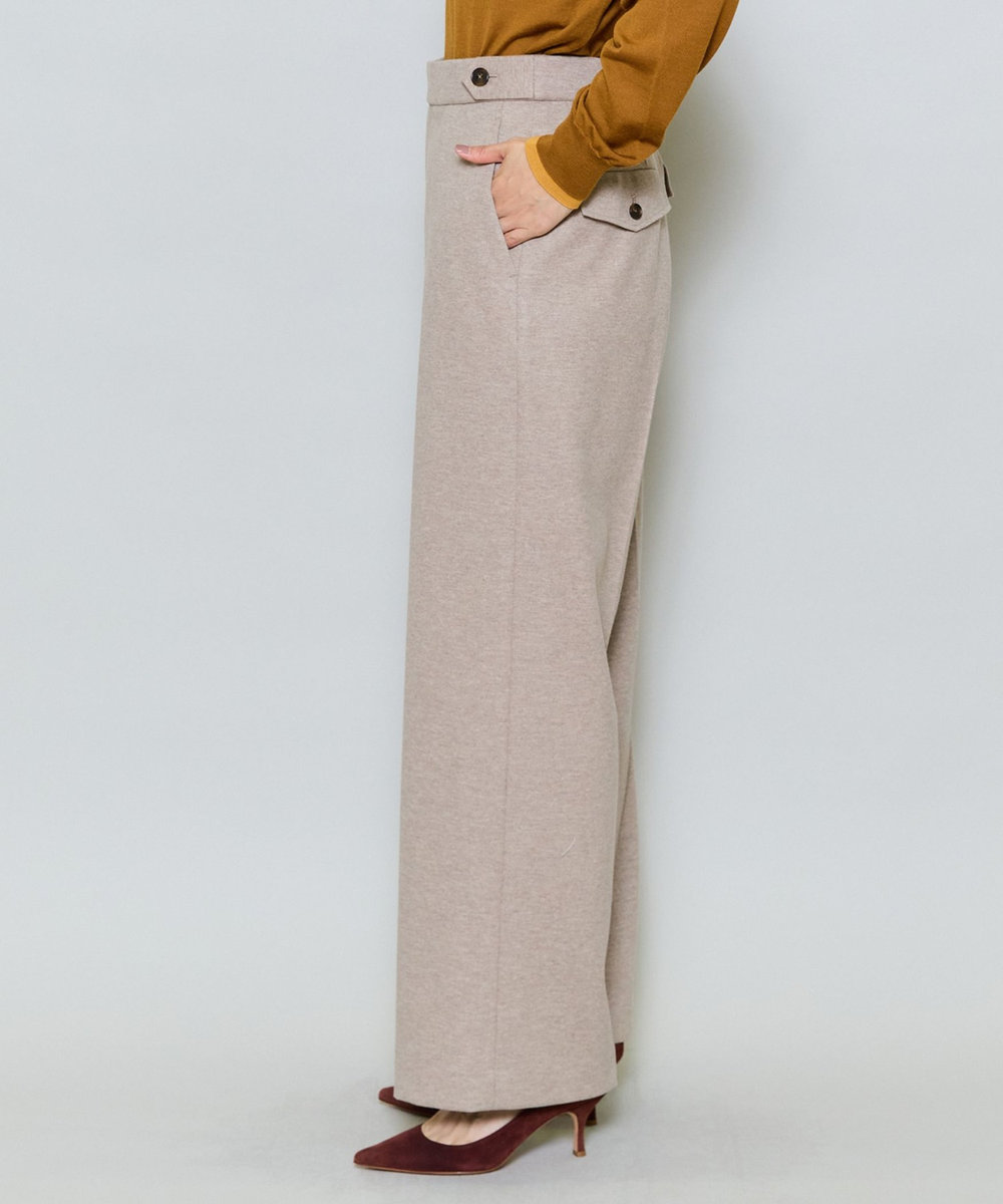 MOGA ウールライクジャージセミワイドパンツ ベージュ