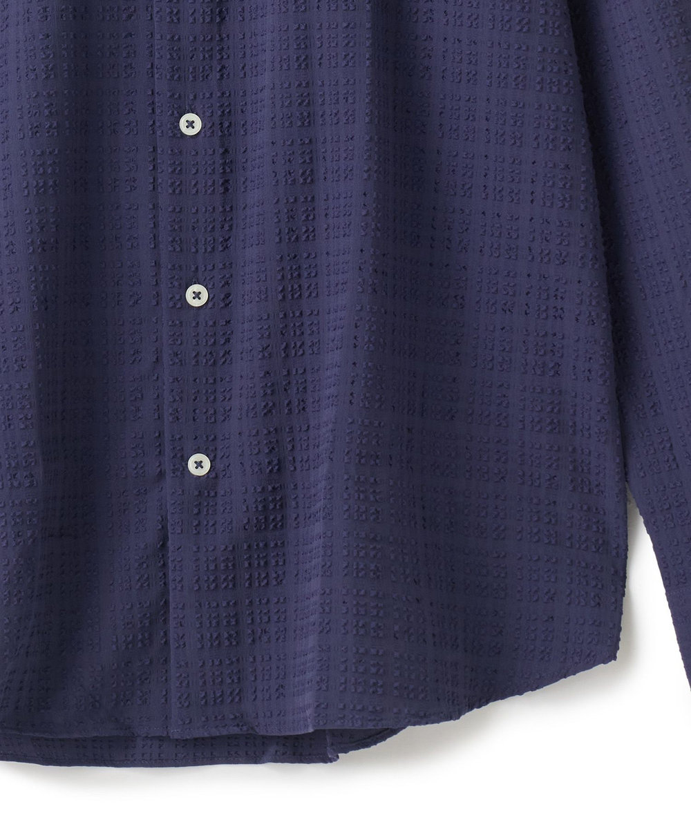 MEN'S BIGI ブロックサッカー カジュアルシャツ＜ストレッチ＞ ネイビー