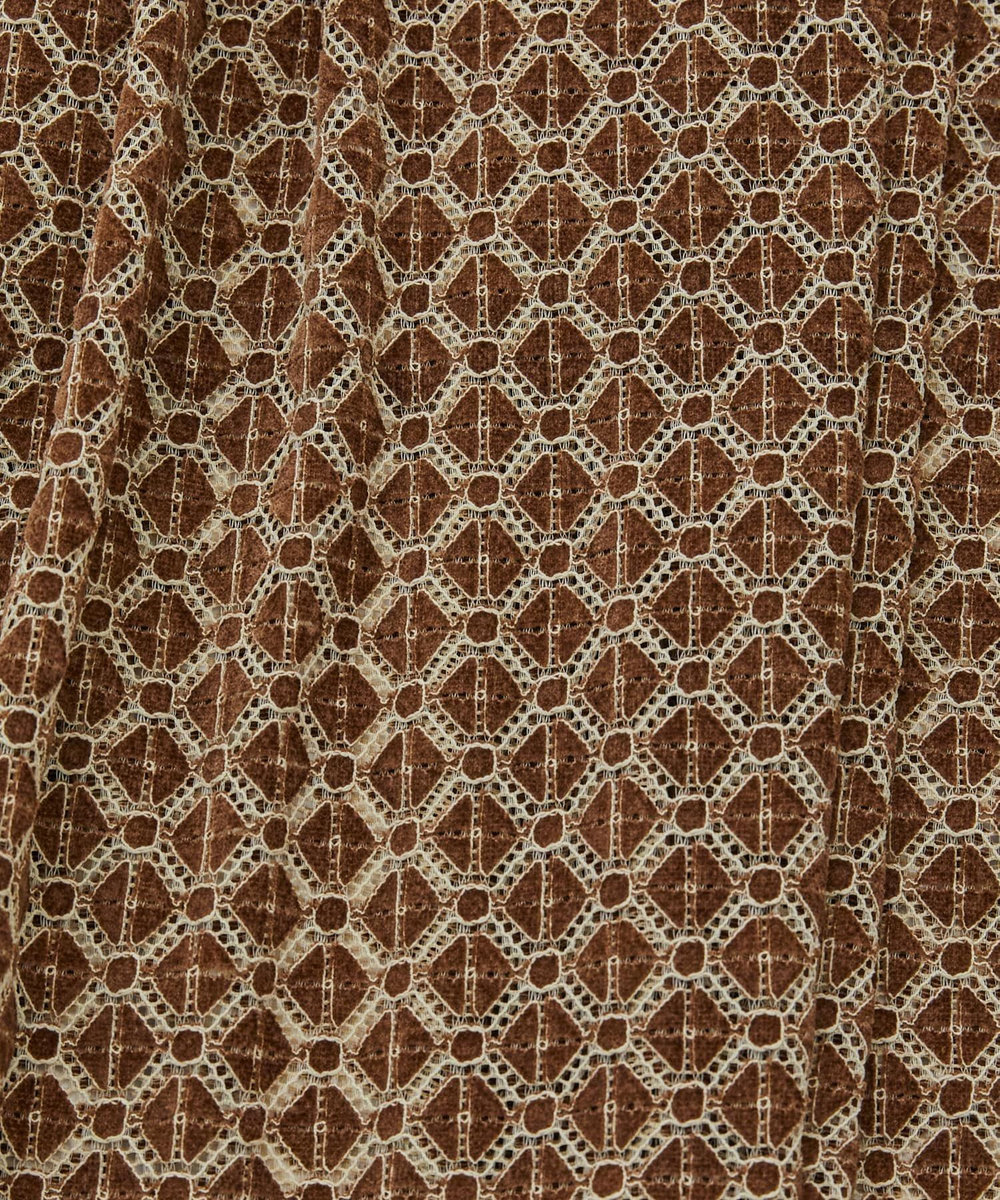 congés payés ADIEU TRISTESSE モールレース刺繍チュニック ブラウン