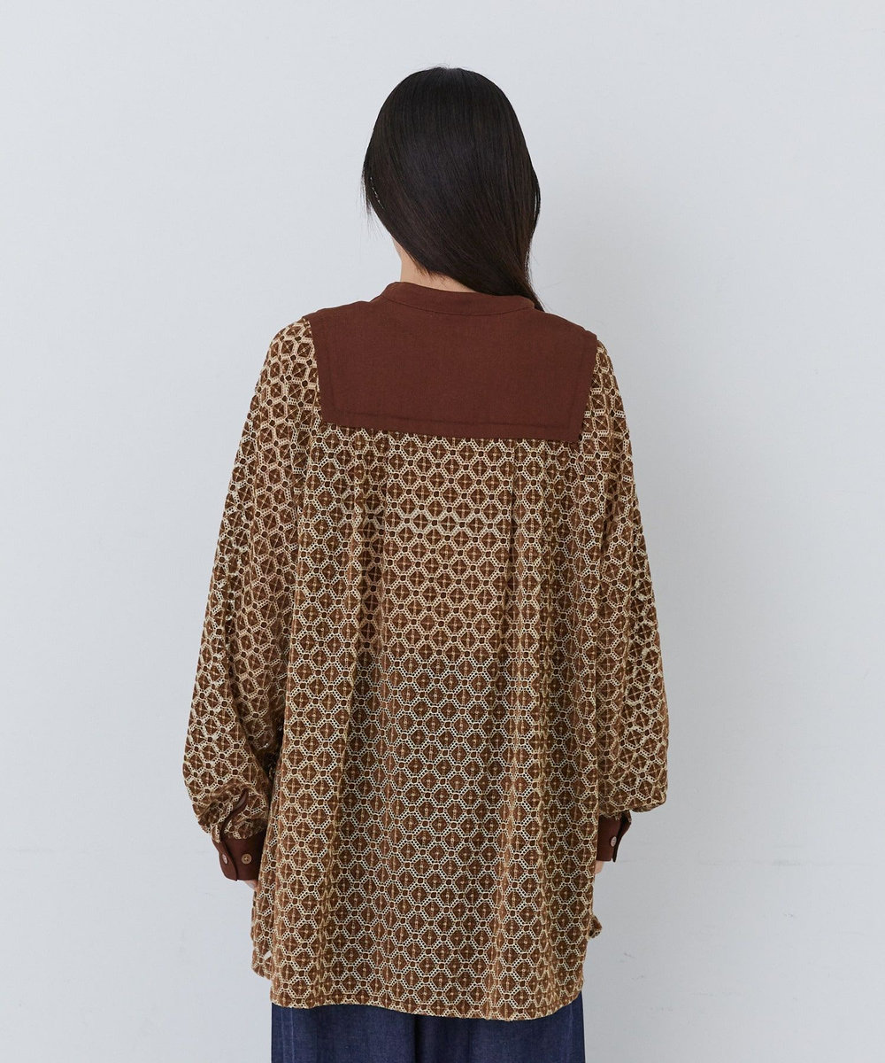 congés payés ADIEU TRISTESSE モールレース刺繍チュニック ブラウン