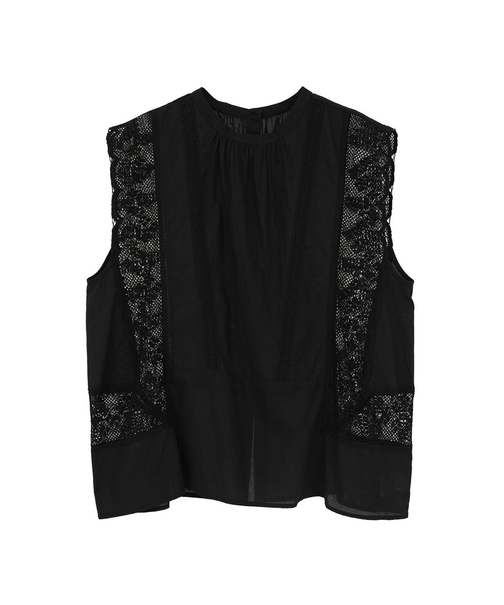 1er Arrondissement 【WEB限定】＜normment（ノーメント）＞ “MANNY LACE"ノースリーブブラウス ブラック