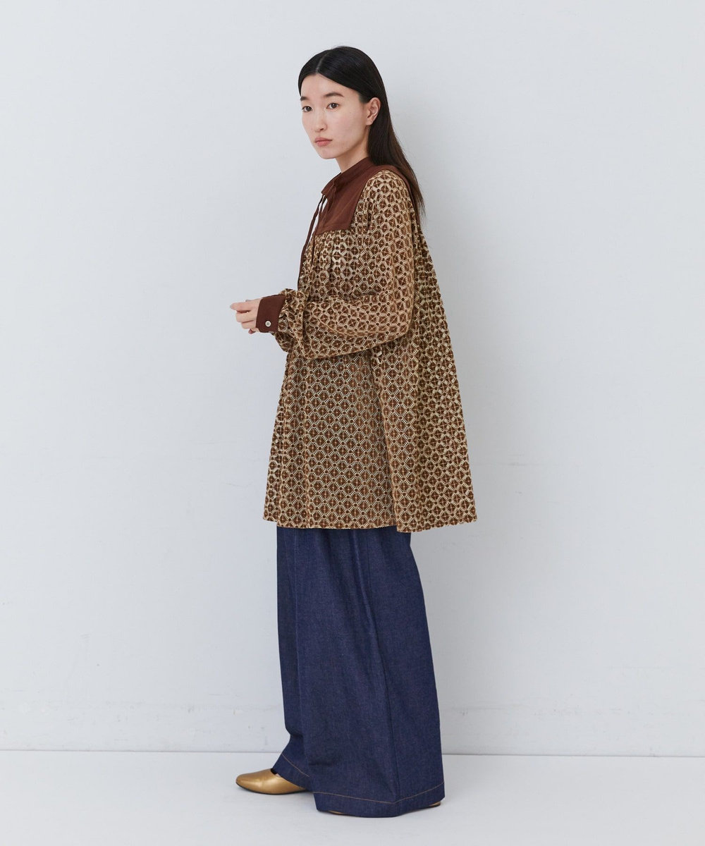 congés payés ADIEU TRISTESSE モールレース刺繍チュニック ブラウン