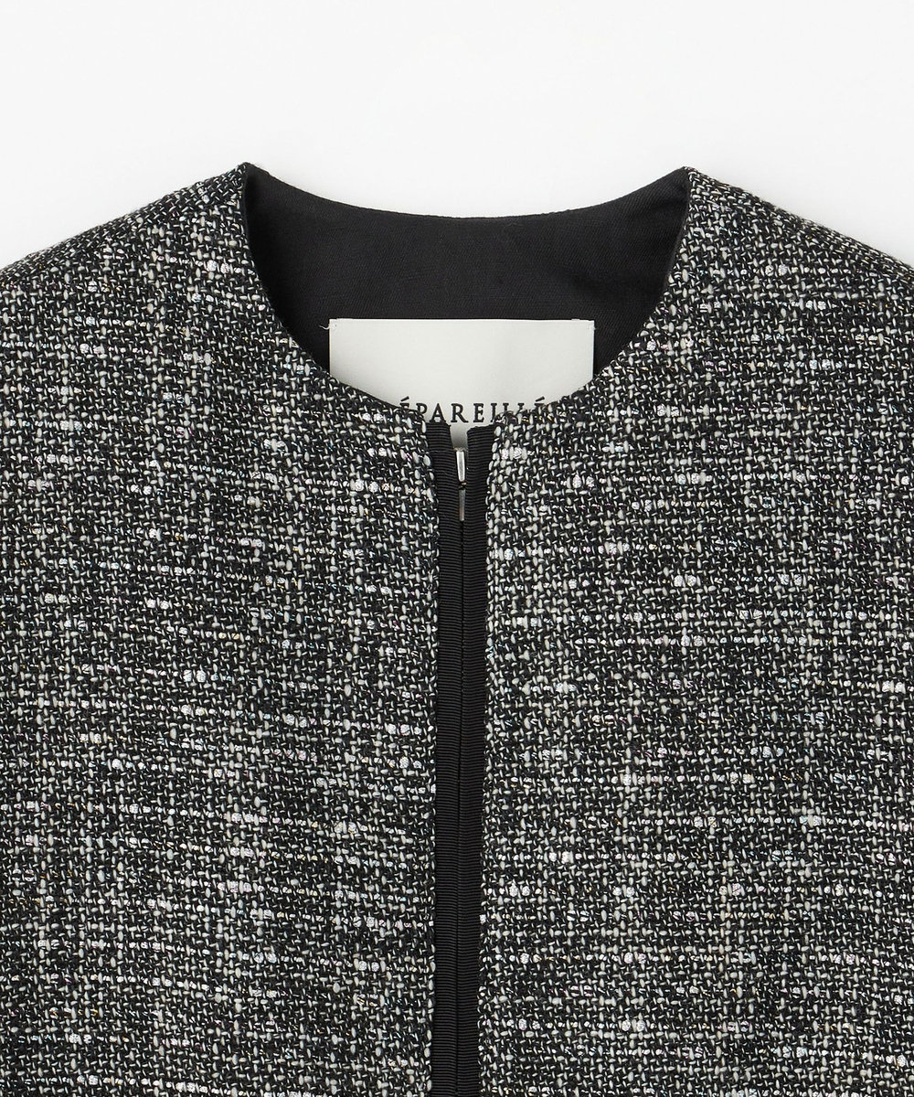 DÉPAREILLÉ LAME TWEED PONCHO JACKET / ラメツィードポンチョジャケット ブラック