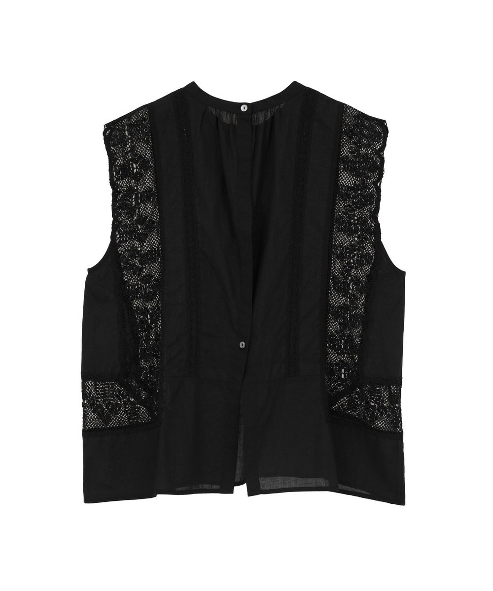 1er Arrondissement 【WEB限定】＜normment（ノーメント）＞ “MANNY LACE"ノースリーブブラウス ブラック