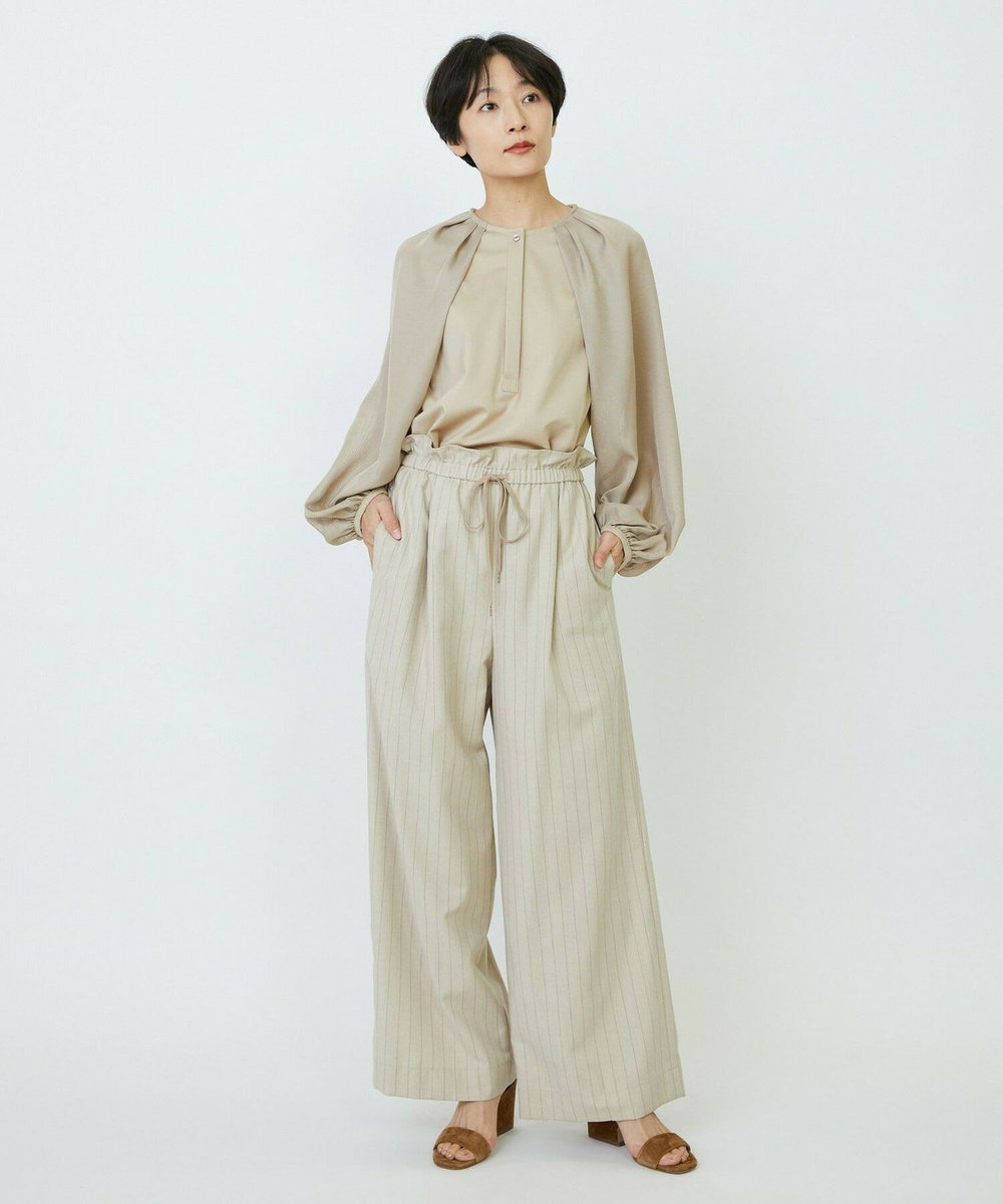 feerique feerique メッシュ×ジャージドッキングブラウス ベージュ