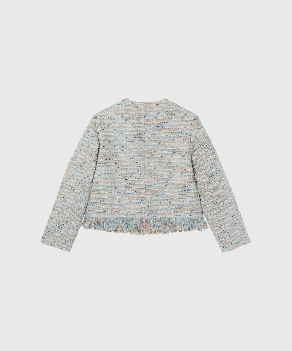 DÉPAREILLÉ FANCY TWEED NO COLLAR JACKET / ファンシーツィードノーカラージャケット サックスブルー