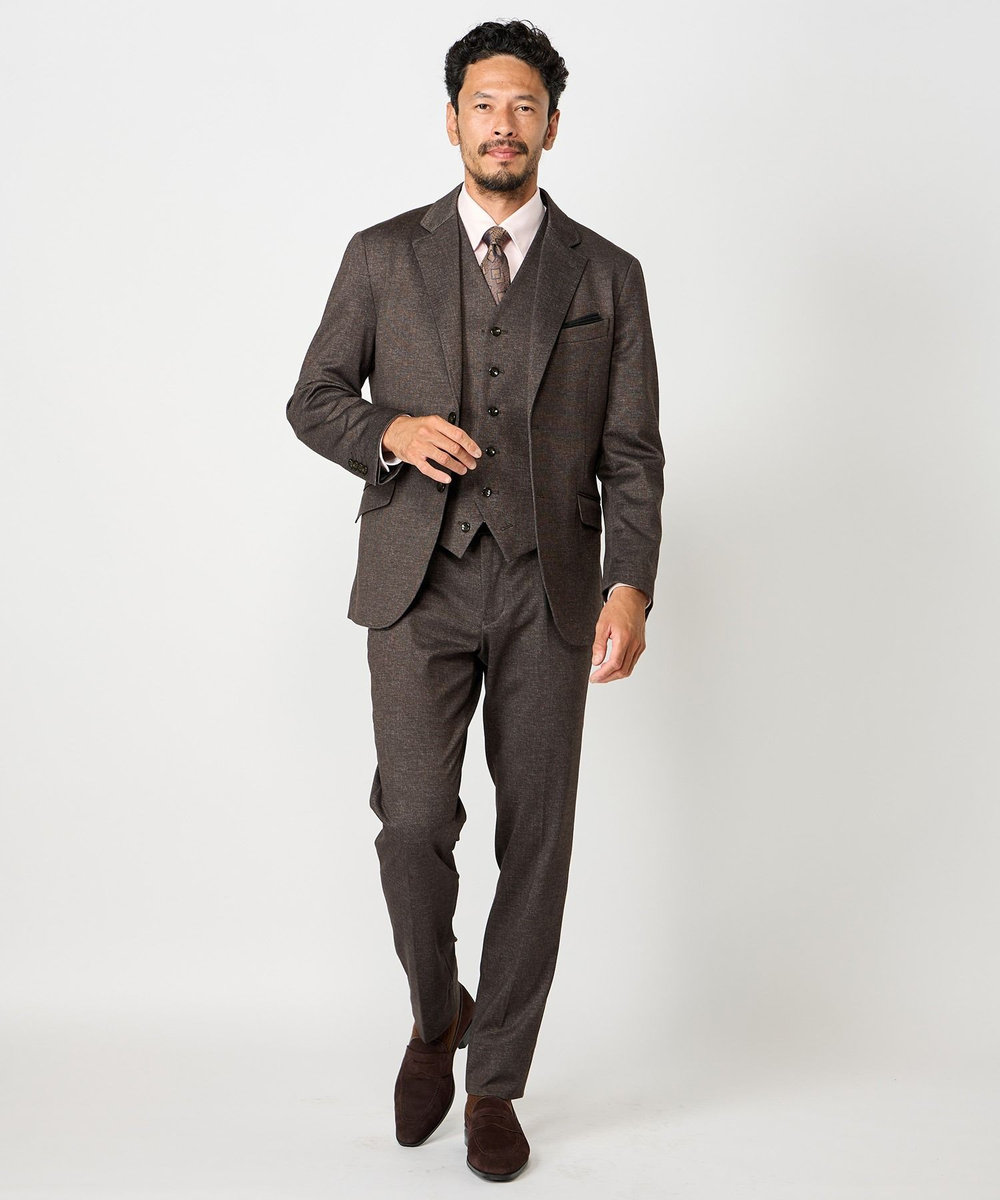 MEN'S BIGI 【ACTIVE TAILOR】エクストラTRジャージプリントベスト＜スリーピース対応＞ ブラウン