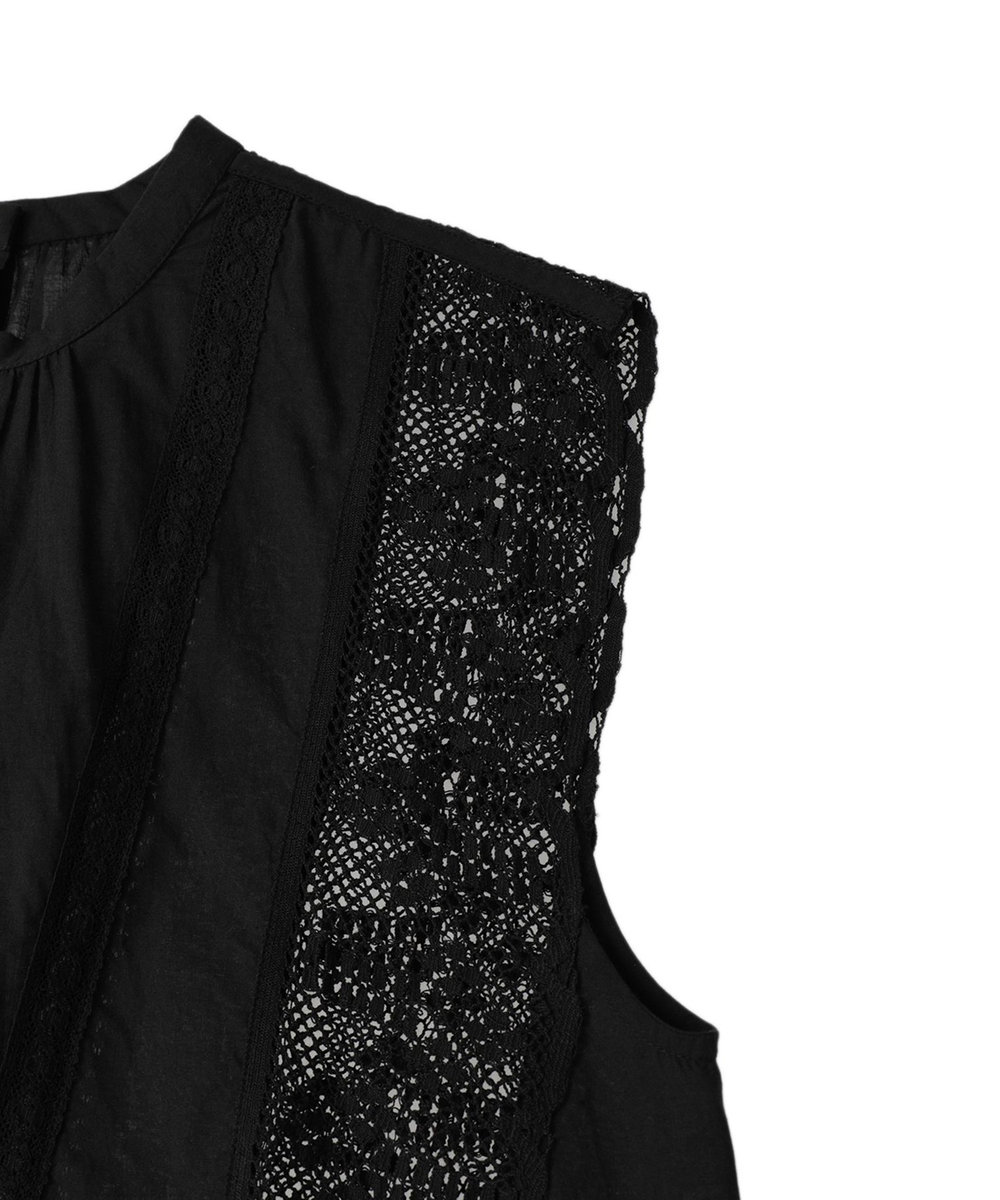 1er Arrondissement 【WEB限定】＜normment（ノーメント）＞ “MANNY LACE"ノースリーブブラウス ブラック