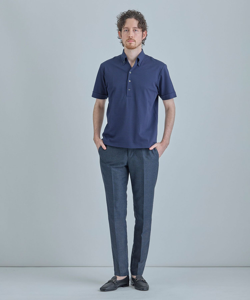 MEN'S BIGI 【ACTIVE TAILOR】ニットサッカーポロシャツ<COOL MAX/吸水速乾> ネイビー