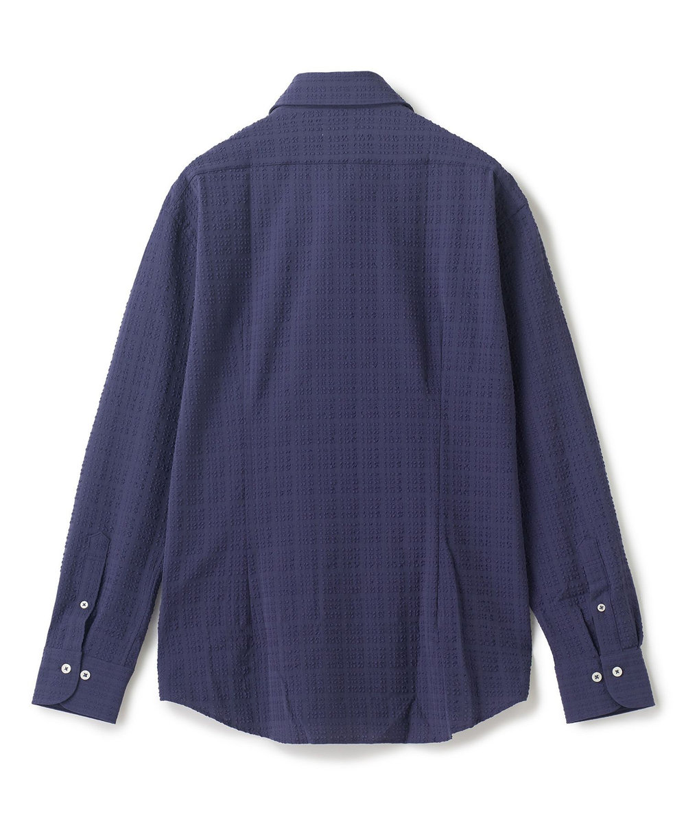 MEN'S BIGI ブロックサッカー カジュアルシャツ＜ストレッチ＞ ネイビー