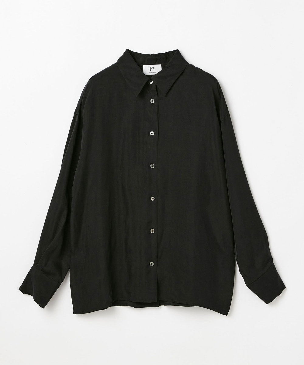 1er Arrondissement キュプラフィブリルレギュラーカラーシャツ ブラック