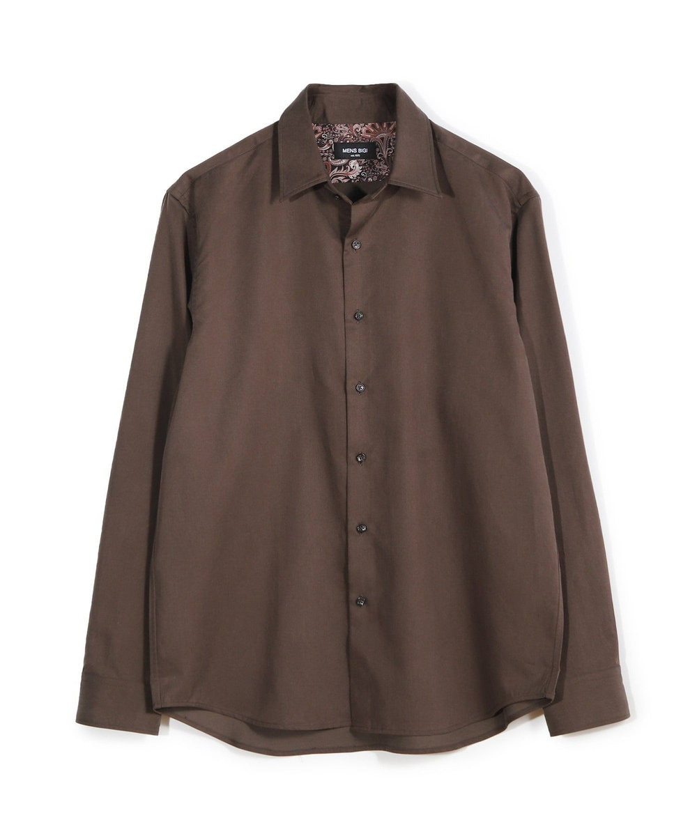 MEN'S BIGI リヨセルコットンサテンシャツ ブラウン
