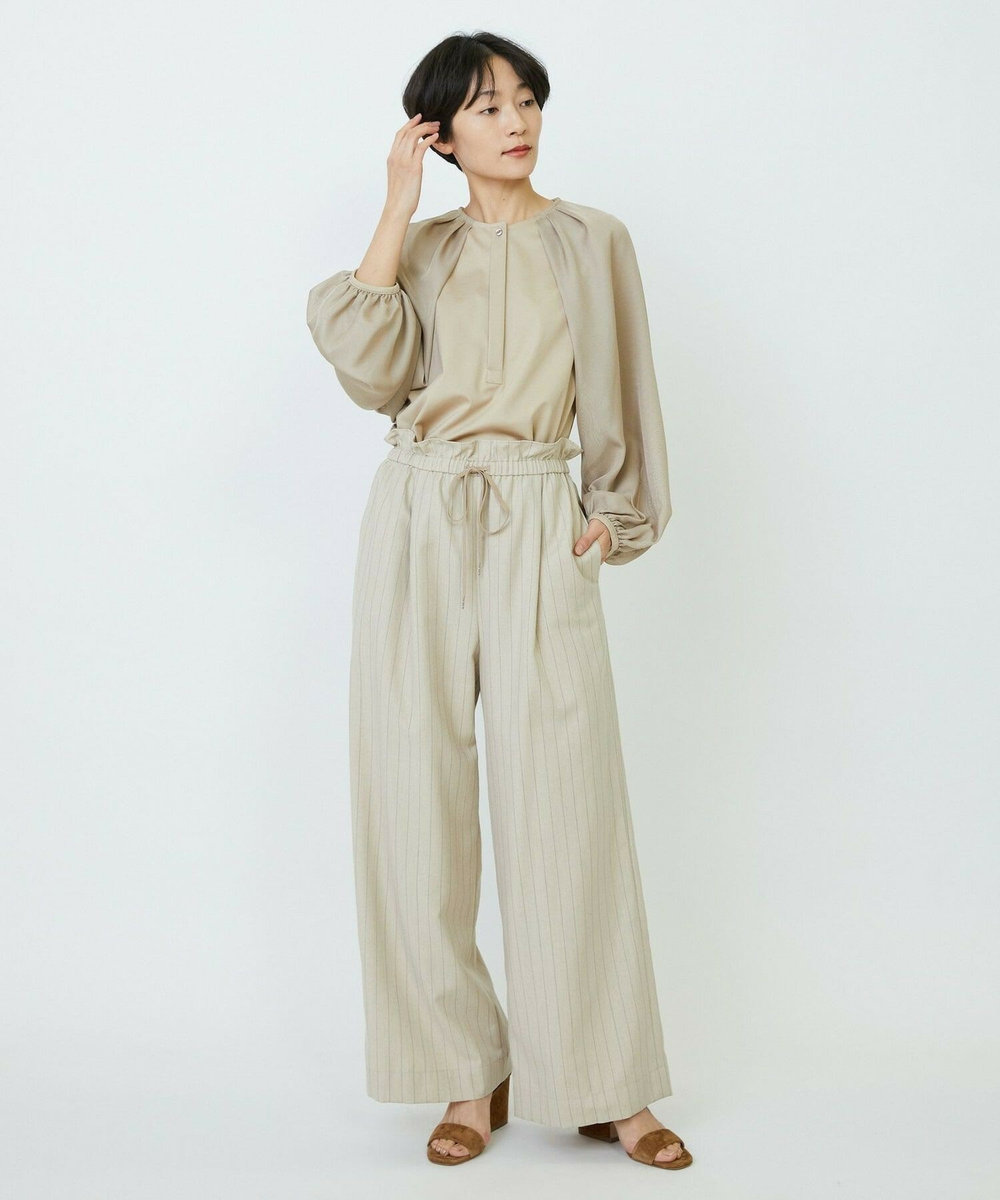 feerique feerique メッシュ×ジャージドッキングブラウス ベージュ