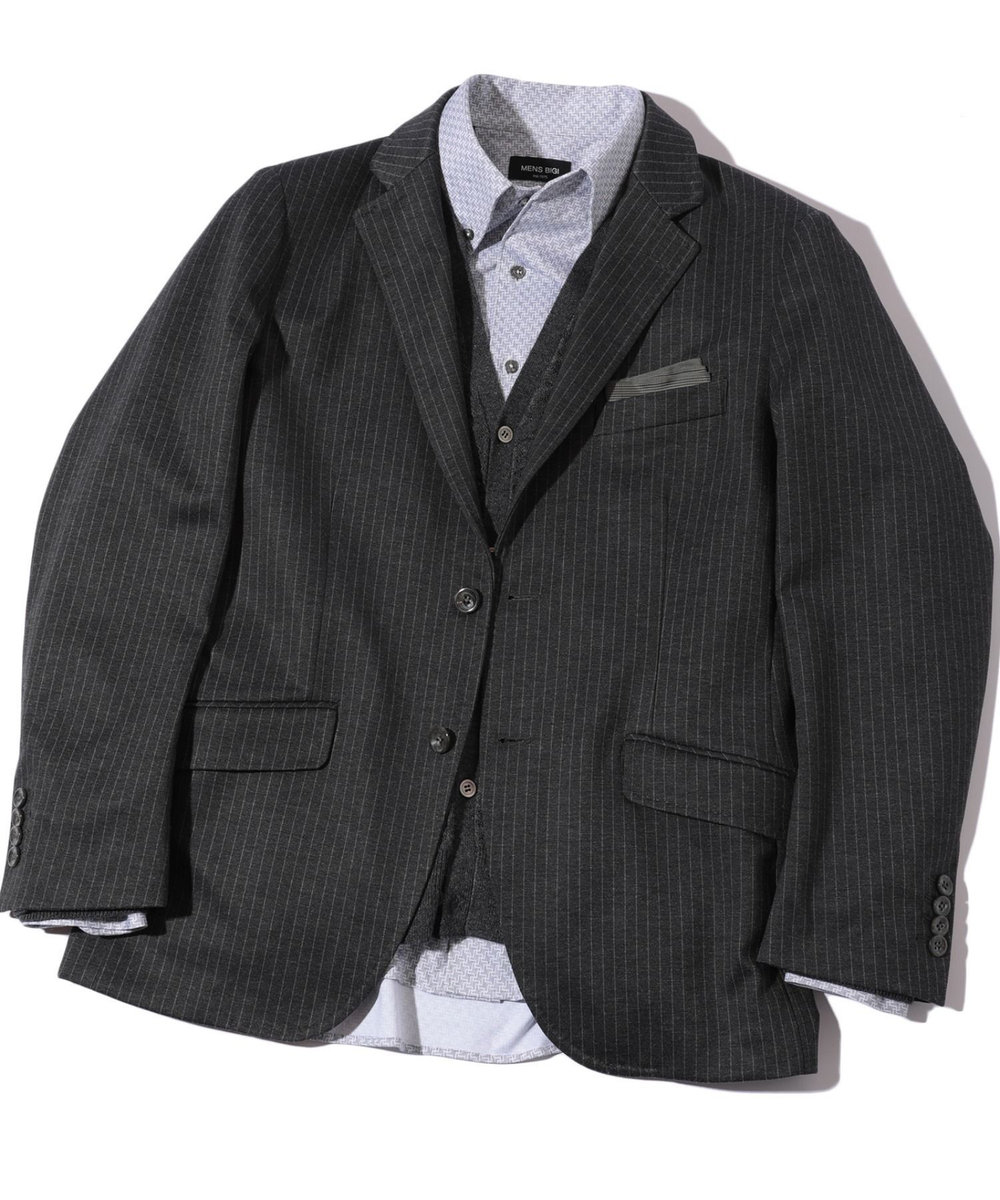 MEN'S BIGI 【ACTIVE TAILOR】エクストラTRジャージヘリンボーンプリントテーラードジャケット＜セットアップ・スリーピース対応＞ グレー