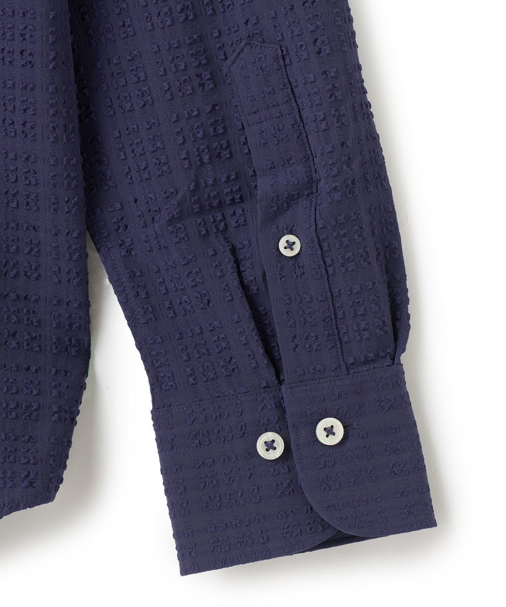 MEN'S BIGI ブロックサッカー カジュアルシャツ＜ストレッチ＞ ネイビー