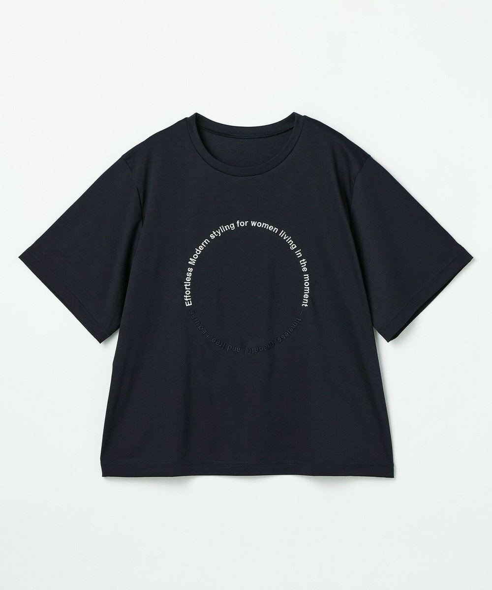 L'EQUIPE Lサイズ（大きいサイズ） 【大きいサイズ】サークル刺繍Tシャツ ネイビー