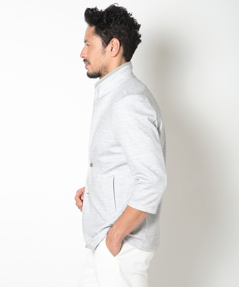 MEN'S BIGI 接触冷感スタンドカラー7分ジャケット グレー