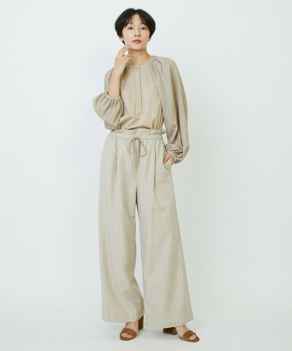 feerique feerique メッシュ×ジャージドッキングブラウス ベージュ