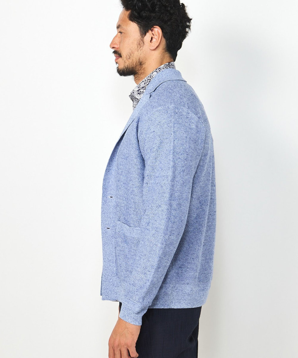 MEN'S BIGI ジャケットデザインニット ブルー