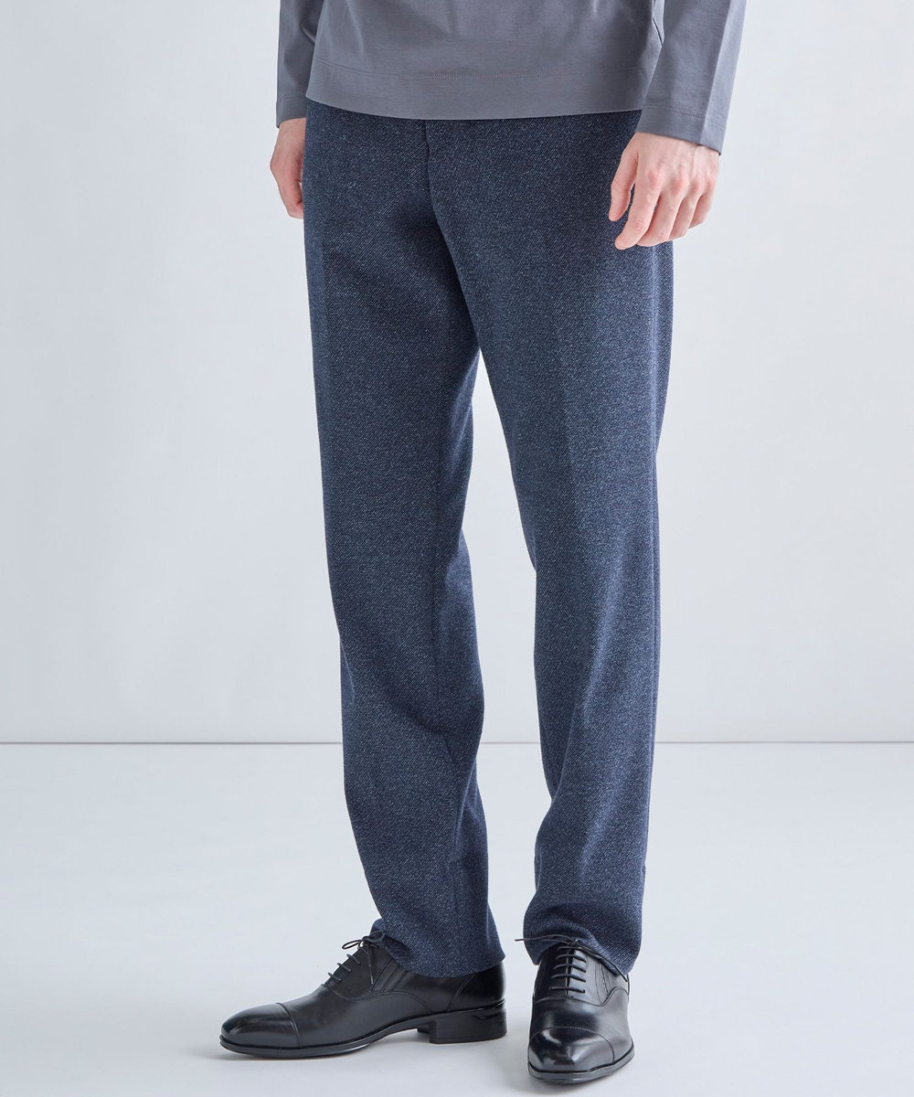 MEN'S BIGI ウール混ツイルジャージスラックス ネイビー