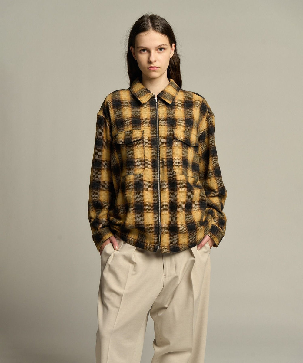 MEN'S BIGI オンブレーチェックシャツブルゾン イエロー系その他