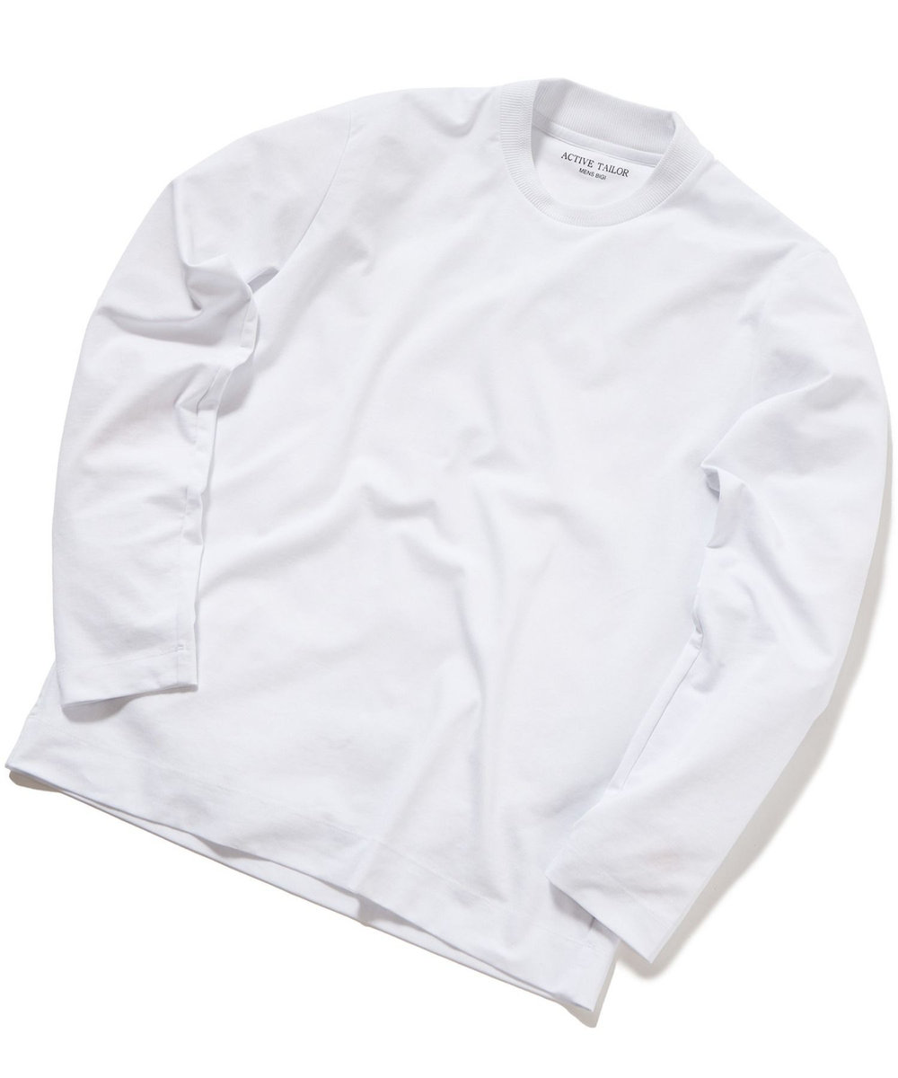 MEN'S BIGI 【ACTIVE TAILOR】シルケットスムースクルーネックロングTシャツ ホワイト