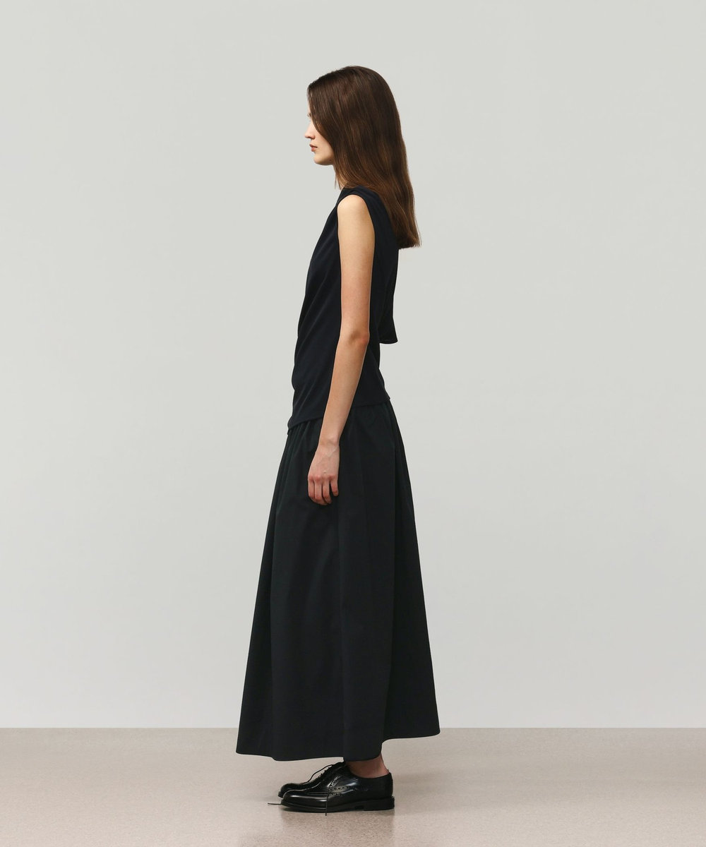 DÉPAREILLÉ TRIACETATE JERSEY ASYMMETRY TOPS / トリアセテートジャージーアシンメトリートップス ネイビー