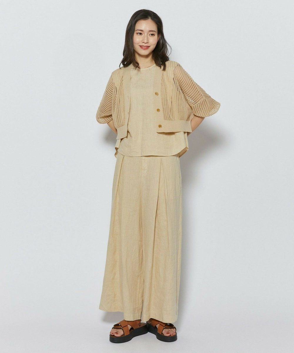 L'EQUIPE ［eclat 2026年5月号掲載商品］麻ポリエステルショート丈カーディガン ベージュ