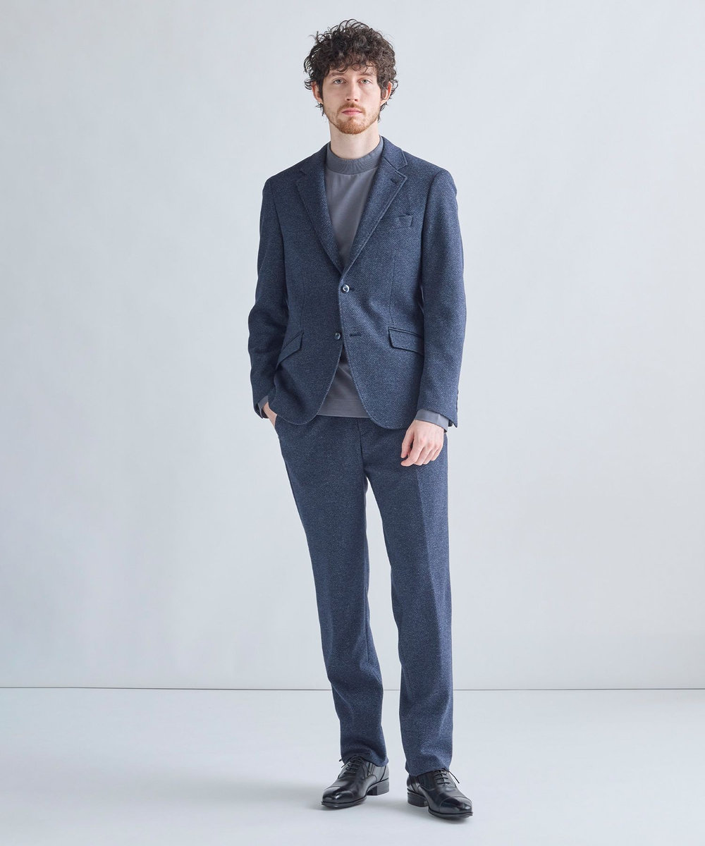 MEN'S BIGI ウール混ツイルジャージスラックス ネイビー