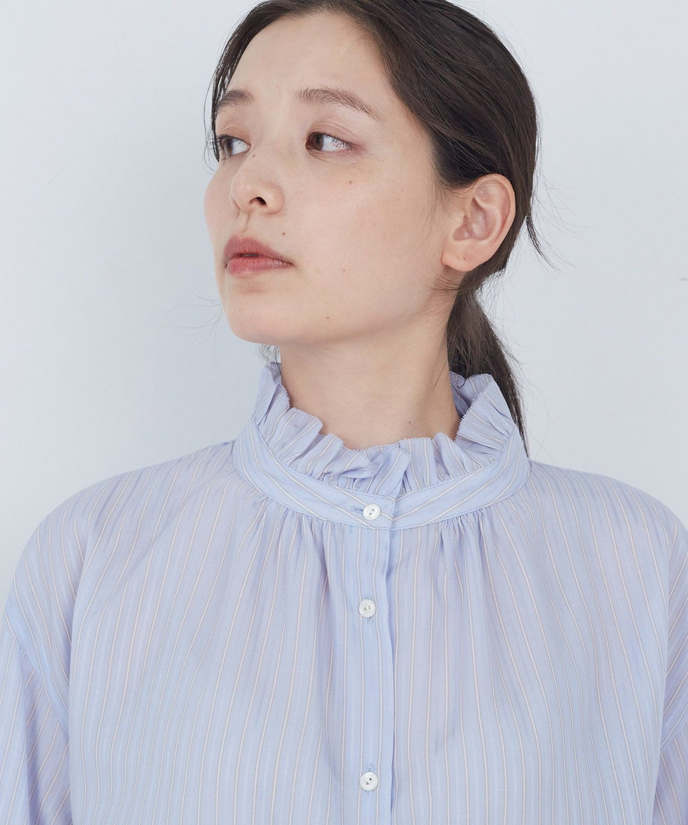 ADIEU TRISTESSE ストライプフリルブラウス ブルー系その他