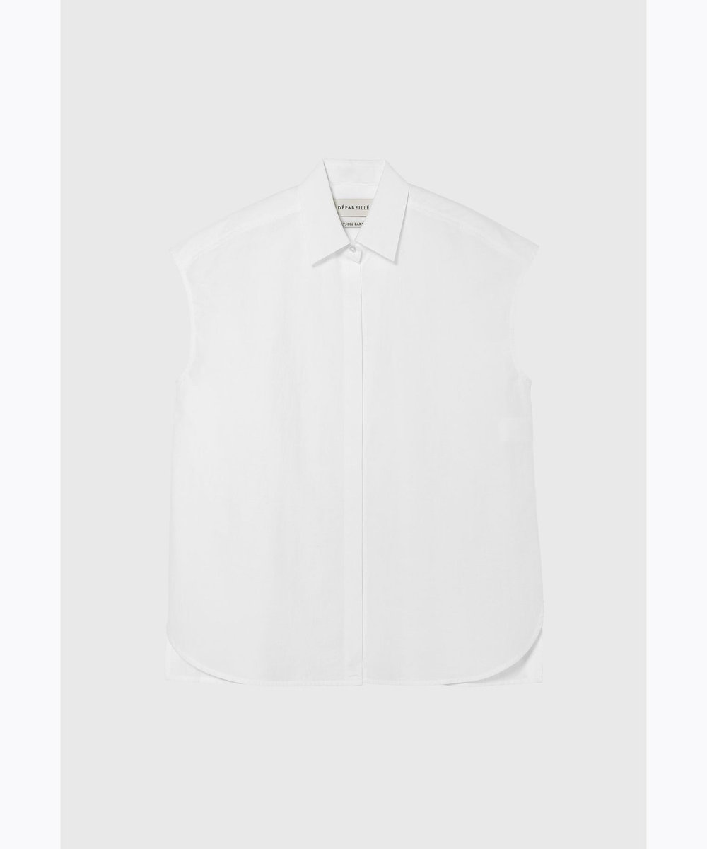 DÉPAREILLÉ COTTON NYLON CACHE-COEUR BLOUSE / コットンナイロンカシュクールブラウス ホワイト