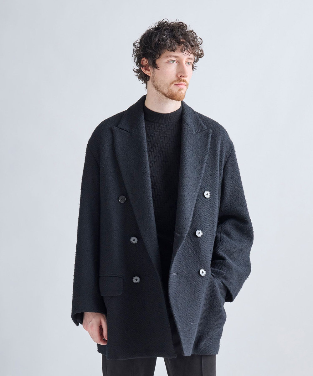 MEN'S BIGI 【BASED ON MEN'S BIGI HERITAGE】ブラックヘリンボーン コテージコート ブラック