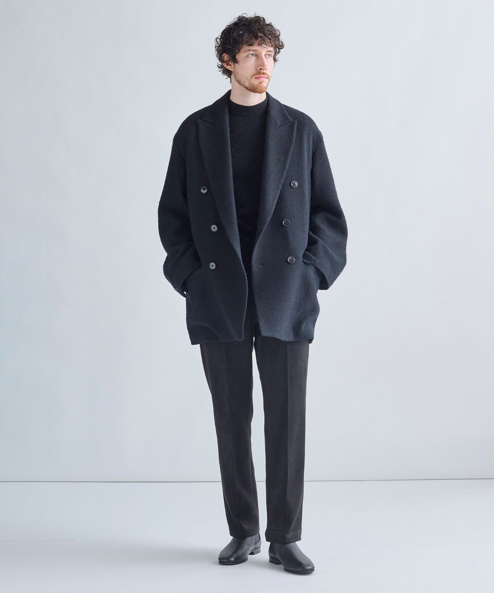 MEN'S BIGI 【BASED ON MEN'S BIGI HERITAGE】ブラックヘリンボーン コテージコート ブラック