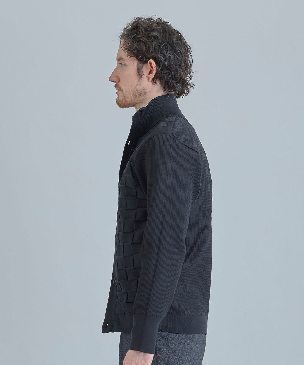 MEN'S BIGI 【ACTIVE TAILOR/アクティブテイラー】リンクスブロックジャカードカーディガン ネイビー